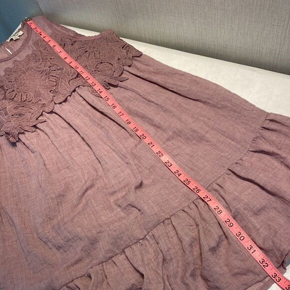 Umgee Tiered Dress Lace Bodice Small Short Lined Sleeveless Flowy - Picture 11 of 13